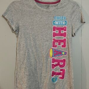 Danskin Kids' Gray Cheer Tee with Pink and Blue Accents